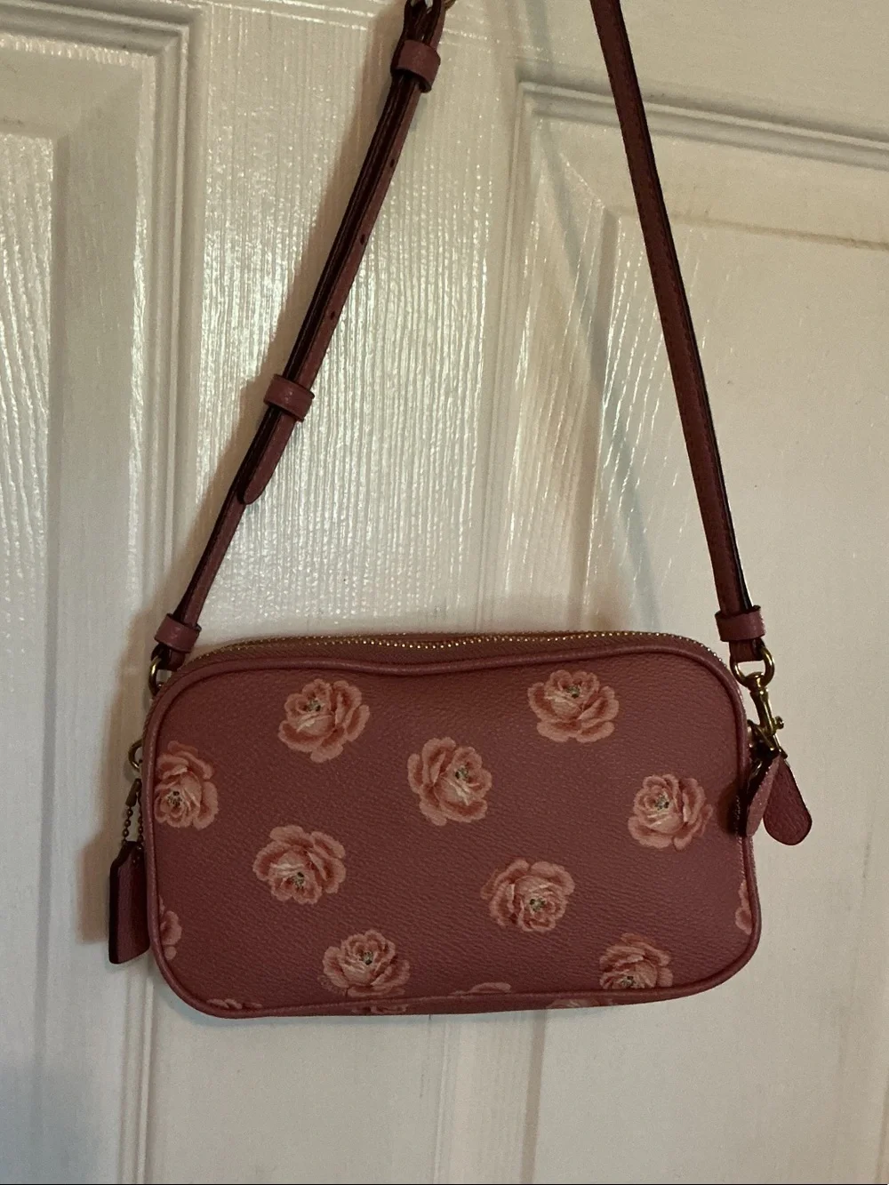 Coach Dusty Rose Floral Print Crossbody Bag Clutch 31826
